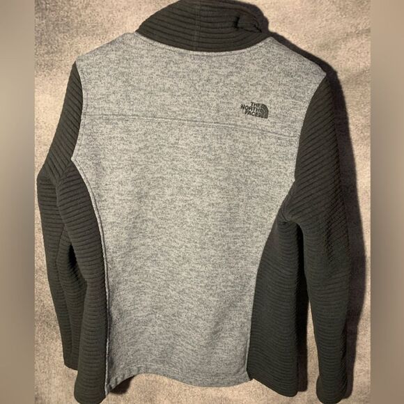 The North Face zipper jacket, soft warm, black grey, moto ribbed Sz Large - Picture 6 of 8